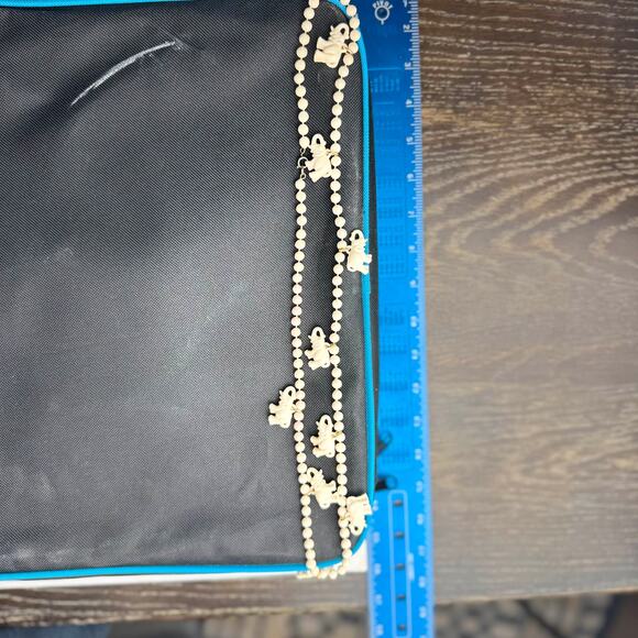 Vintage Carved Bead Rose Elephant Charm Necklace Ivory Tone Boho Safari Jewelry - Picture 4 of 8